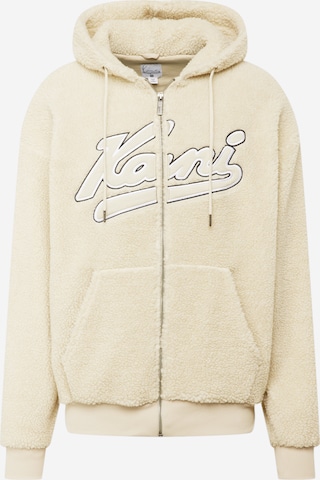 Karl Kani Zip-Up Hoodie 'Varsity' in Beige: front