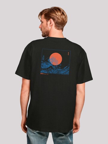 F4NT4STIC Shirt 'Kanagawa Welle Blue' in Zwart: voorkant