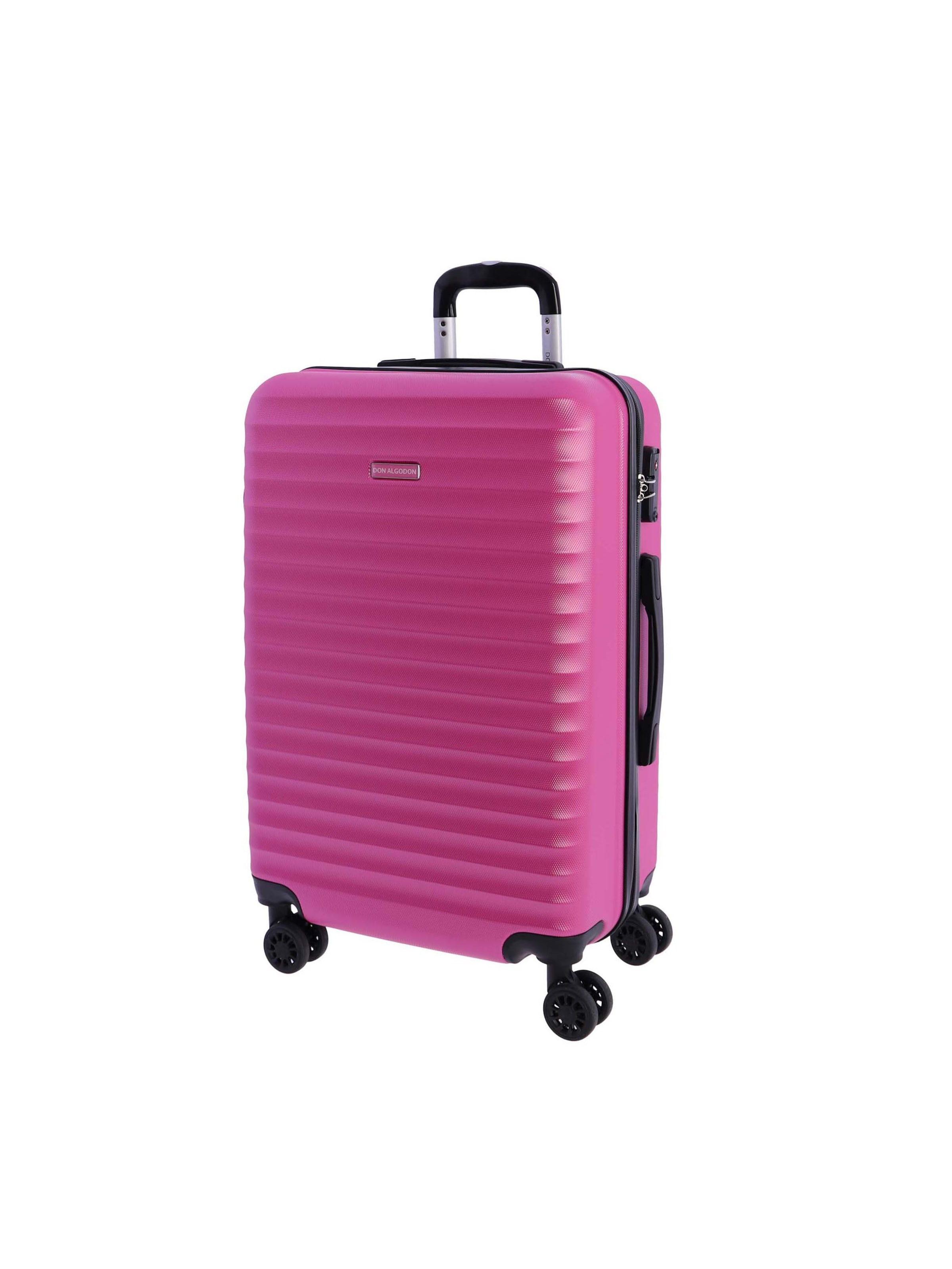 Don Algodon - Carrito 'DON ALGODON Maleta Mediana 23 kg | Maleta de Viaje Rígida con 4 Ruedas Dobles 360º, Candado TSA y Asa Telescópica | Equipaje Resistente al Agua para Viajes en Avión' en rosa: frente