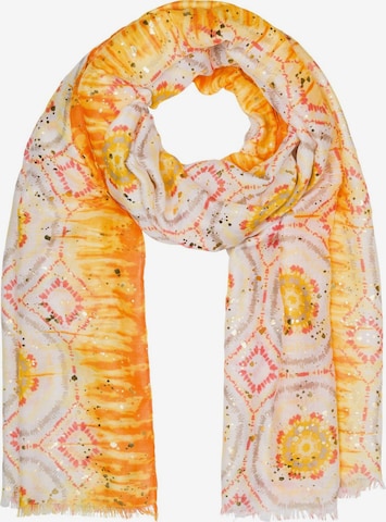 styleBREAKER Schal 'Schal mit Batik Muster Metallic' in Gelb: Vorderseite