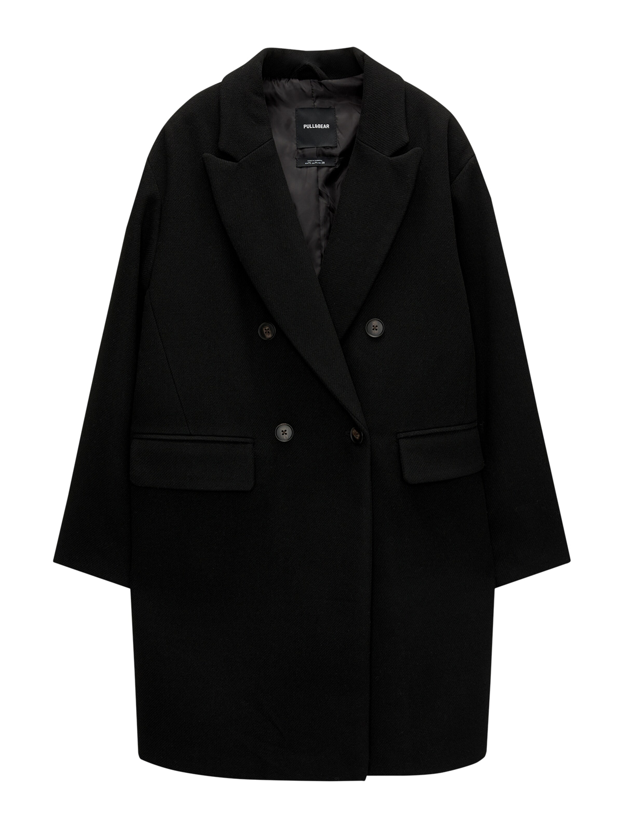 Pull&Bear Between-seasons coat in Black: front