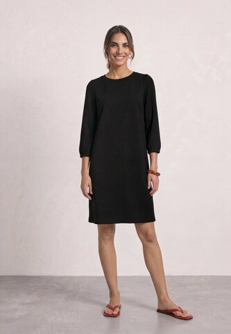 STREET ONE Knielanges Kleid mit Rundhals in Schwarz: Vorderseite