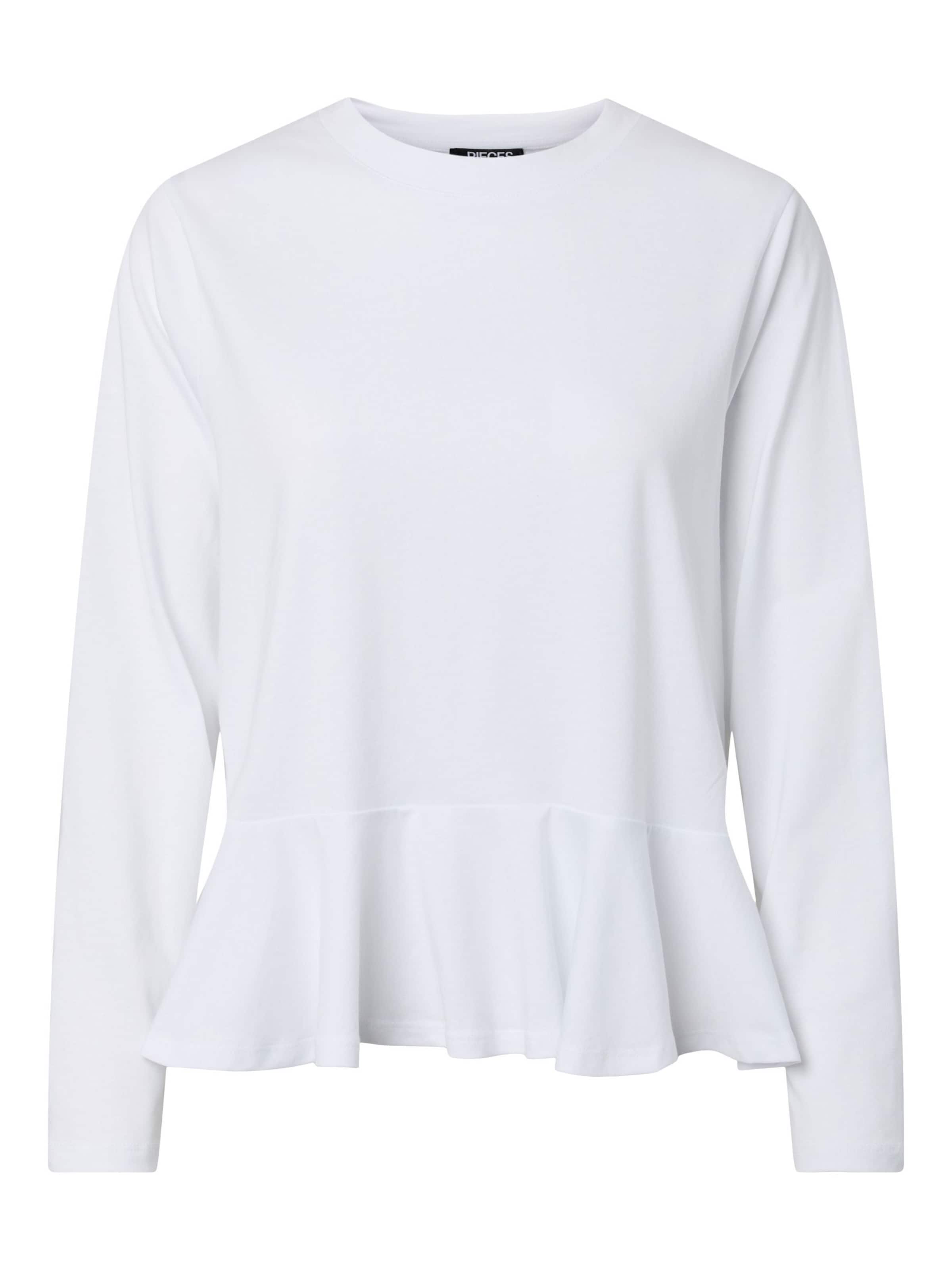 Maglietta 'PCDANILLA PEPLUM' di PIECES in bianco: frontale