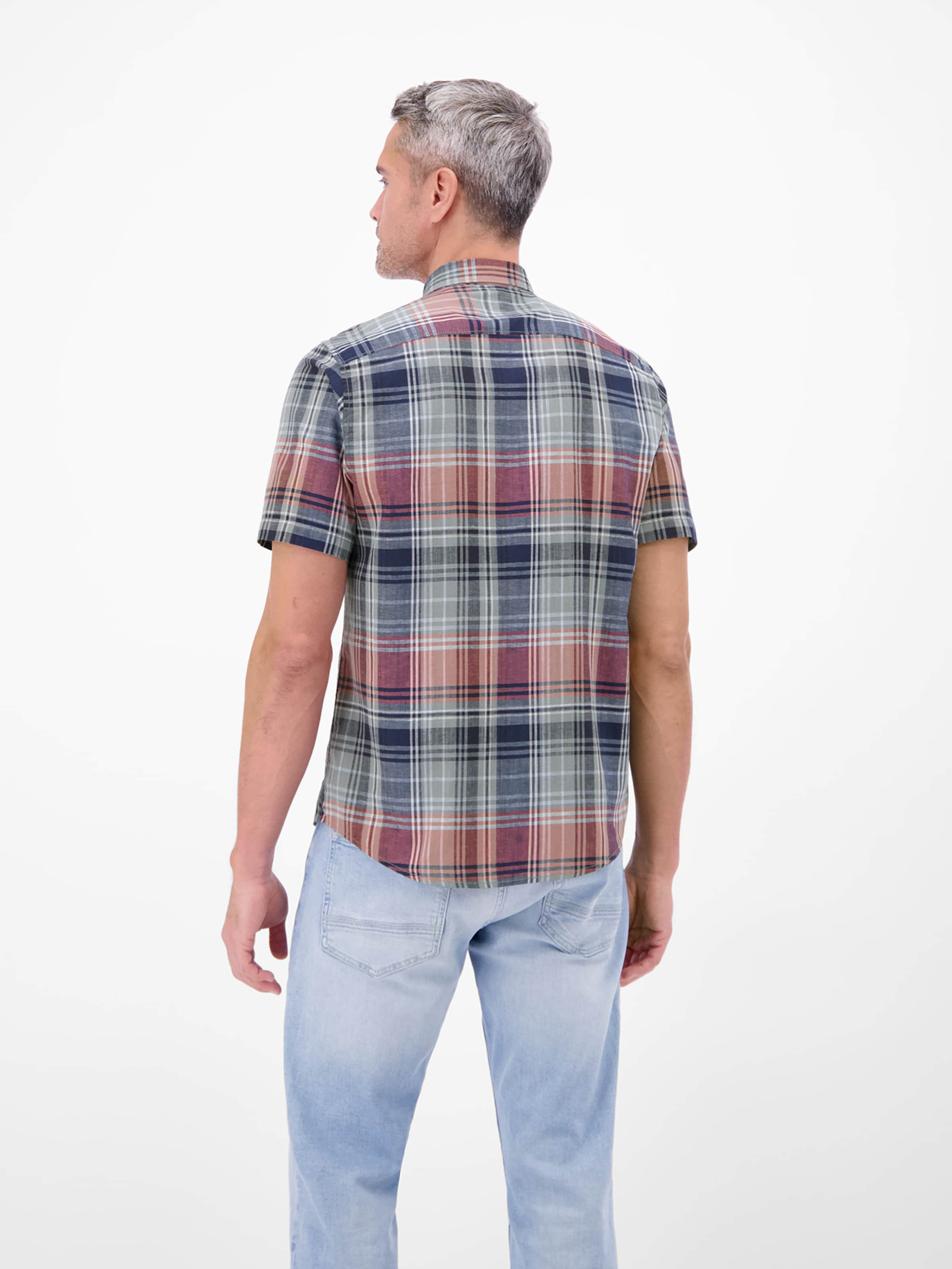 LERROS Regular Fit Kariertes Kurzarmhemd aus Baumwolle und Leinen in Rot