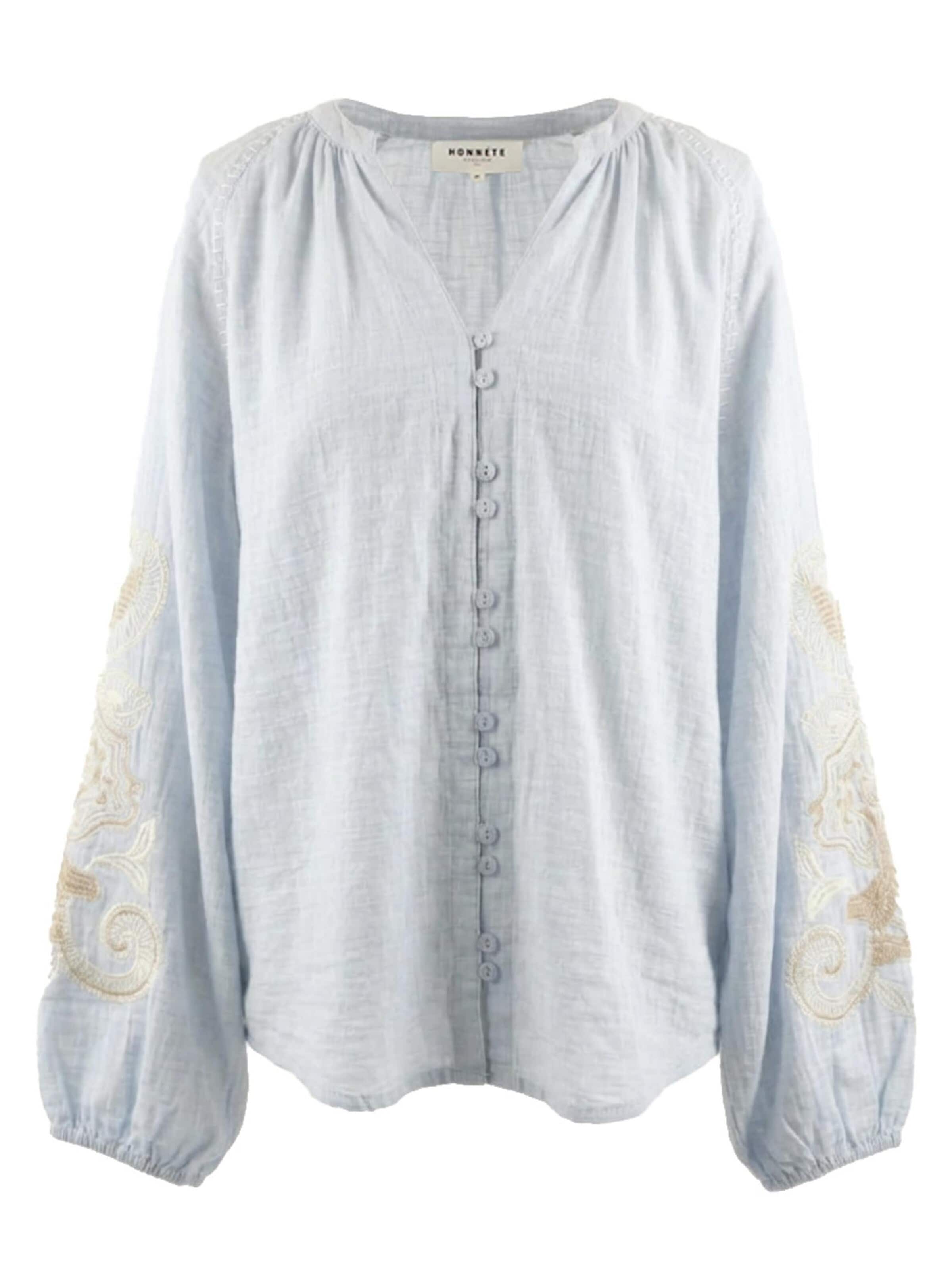 Honnête Atelier Blouse 'Gloria' in Blue: front