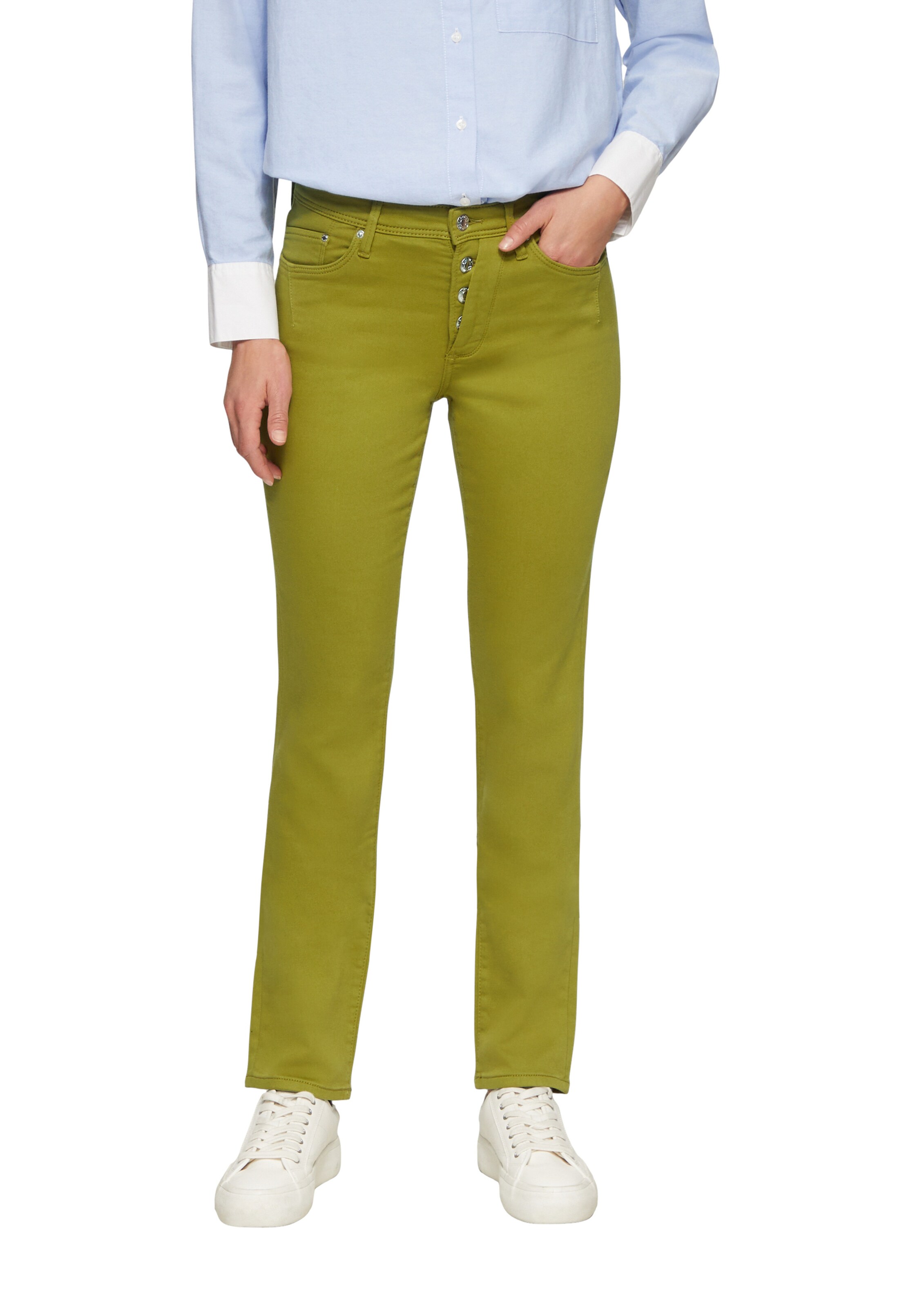 Coupe slim Jean 'Betsy' s.Oliver en vert : devant