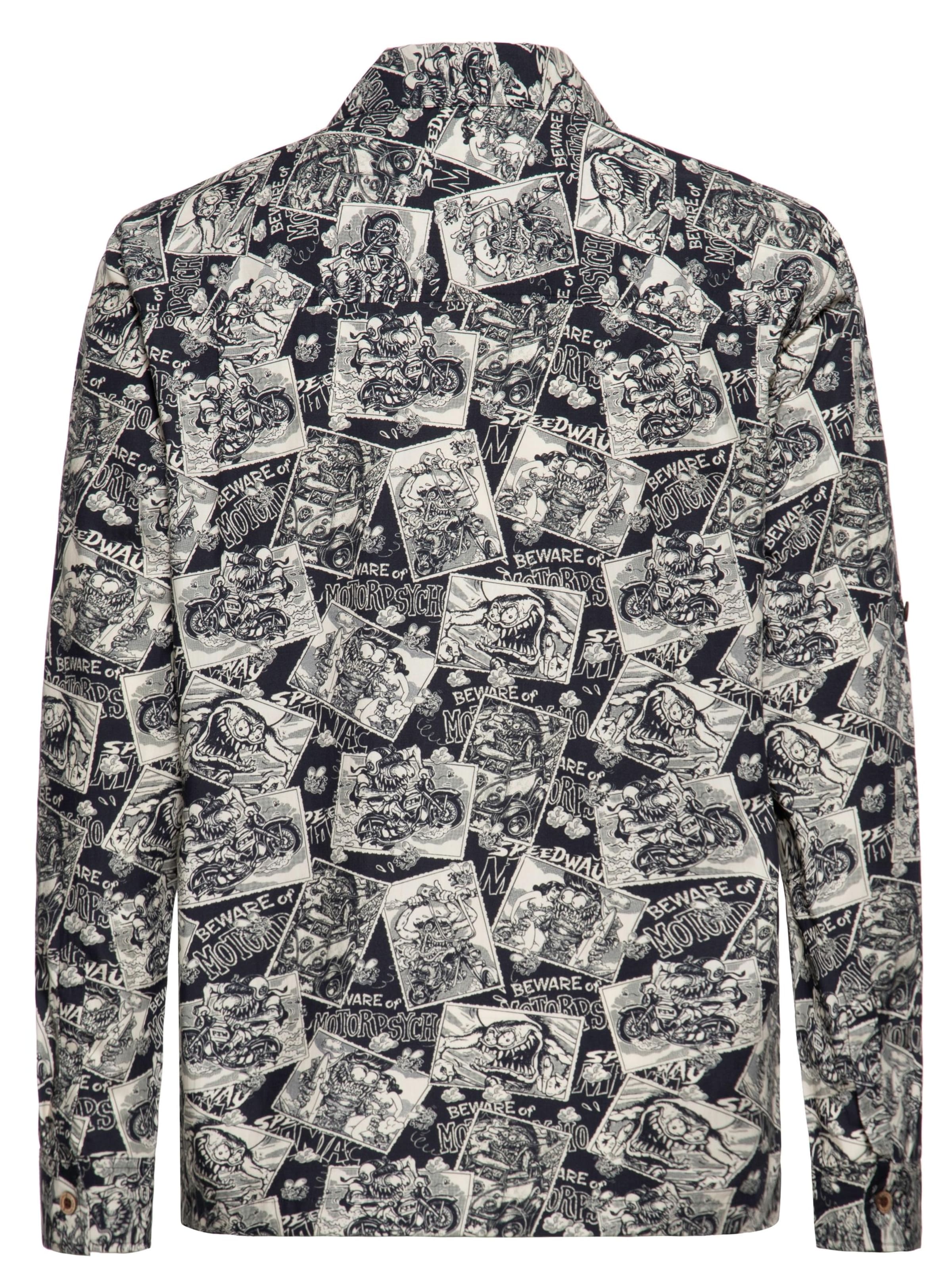 King Kerosin Regular Fit Hemd 'Motorpsycho'‌‌‌‌‌‌‌‌‌ in Schwarz