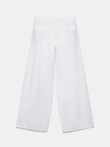 Pull&Bear Široký strih Plisované nohavice - Biela