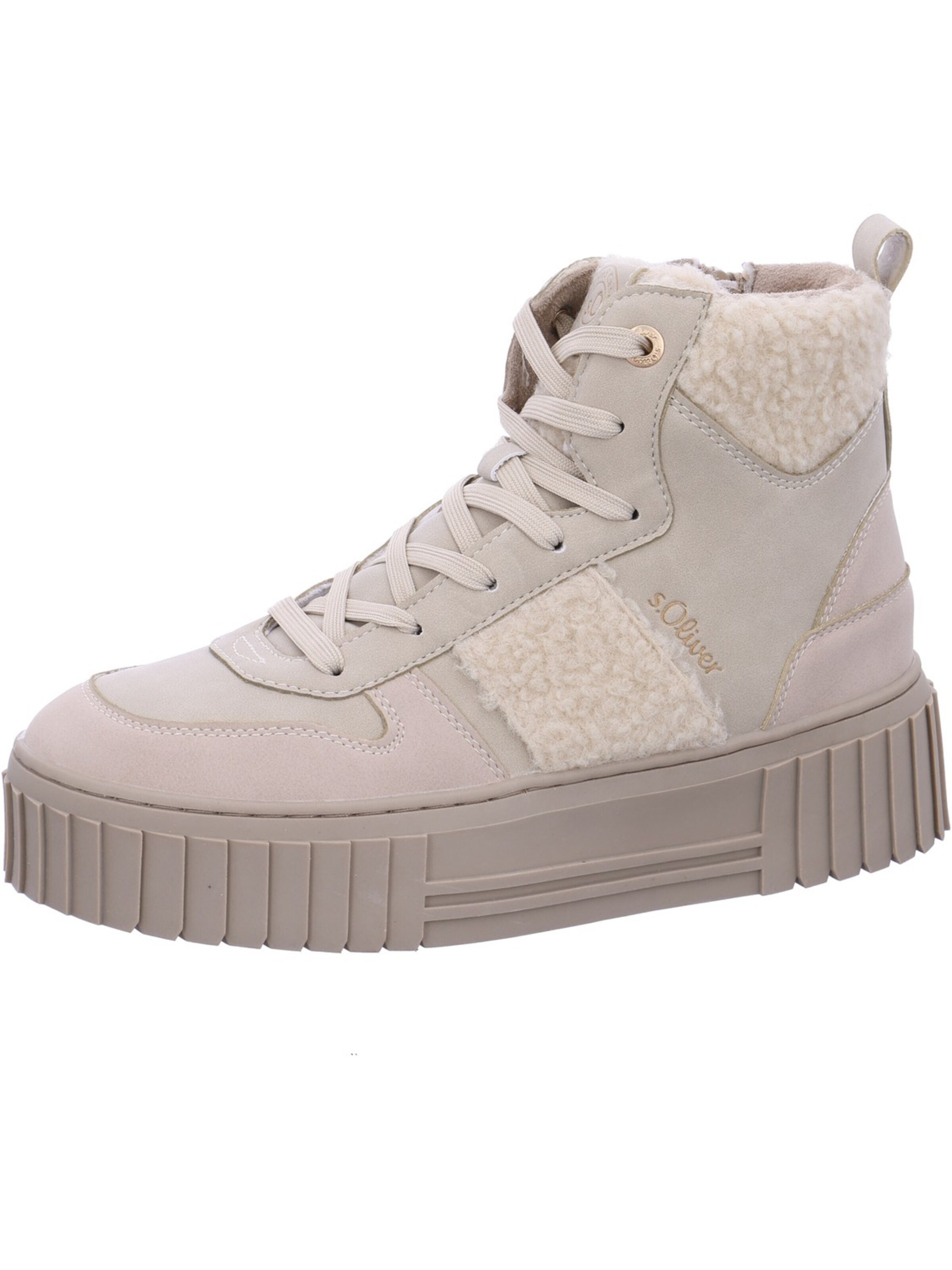 S. Oliver Lace-Up Ankle Boots in Beige: front