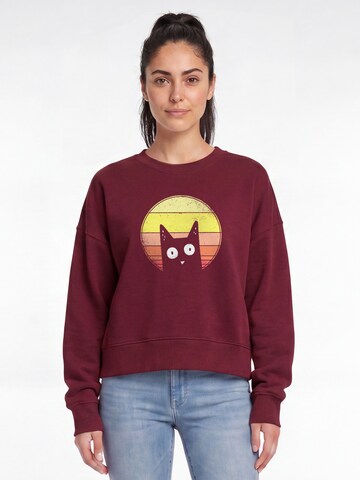Watapparel Sweatshirt 'Sunset Cat' in Red: front