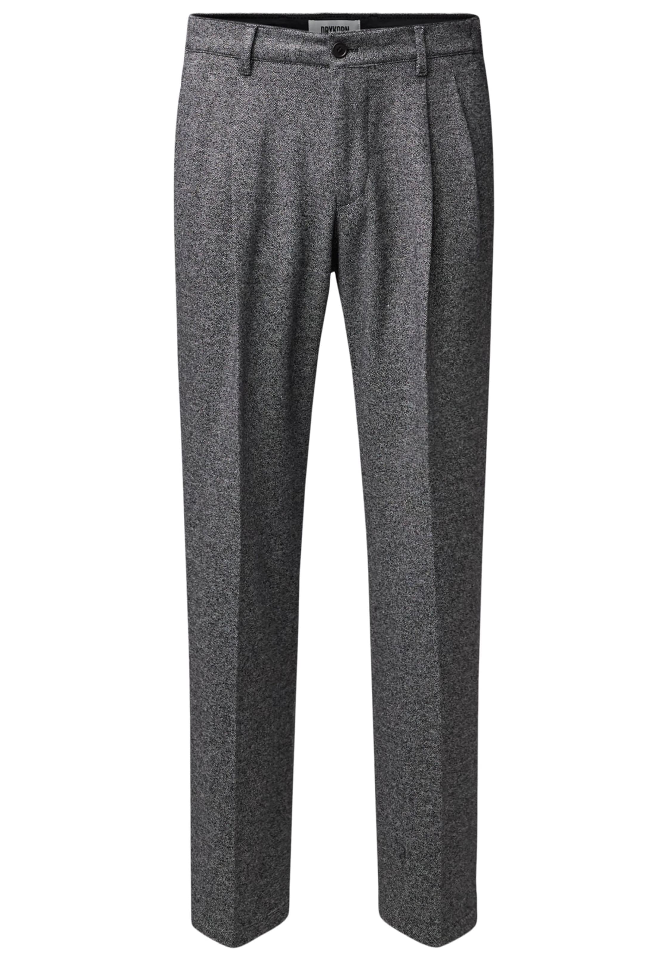 DRYKORN Loose fit Pleat-Front Pants ' Leek ' in Grey: front