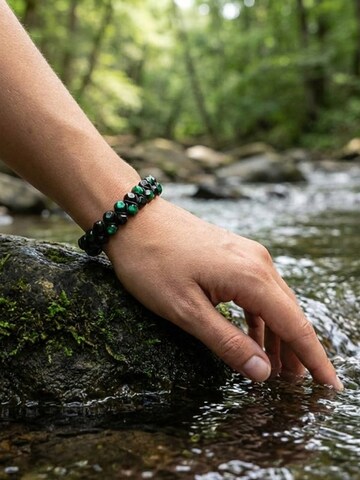 UNIQAL Armband 'GRÜNES TIGERAUGE TURMALIN' in Gemengde kleuren