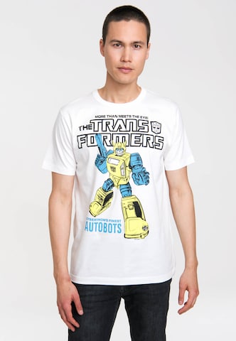 LOGOSHIRT T-Shirt "Transformers" in Weiß: Vorderseite