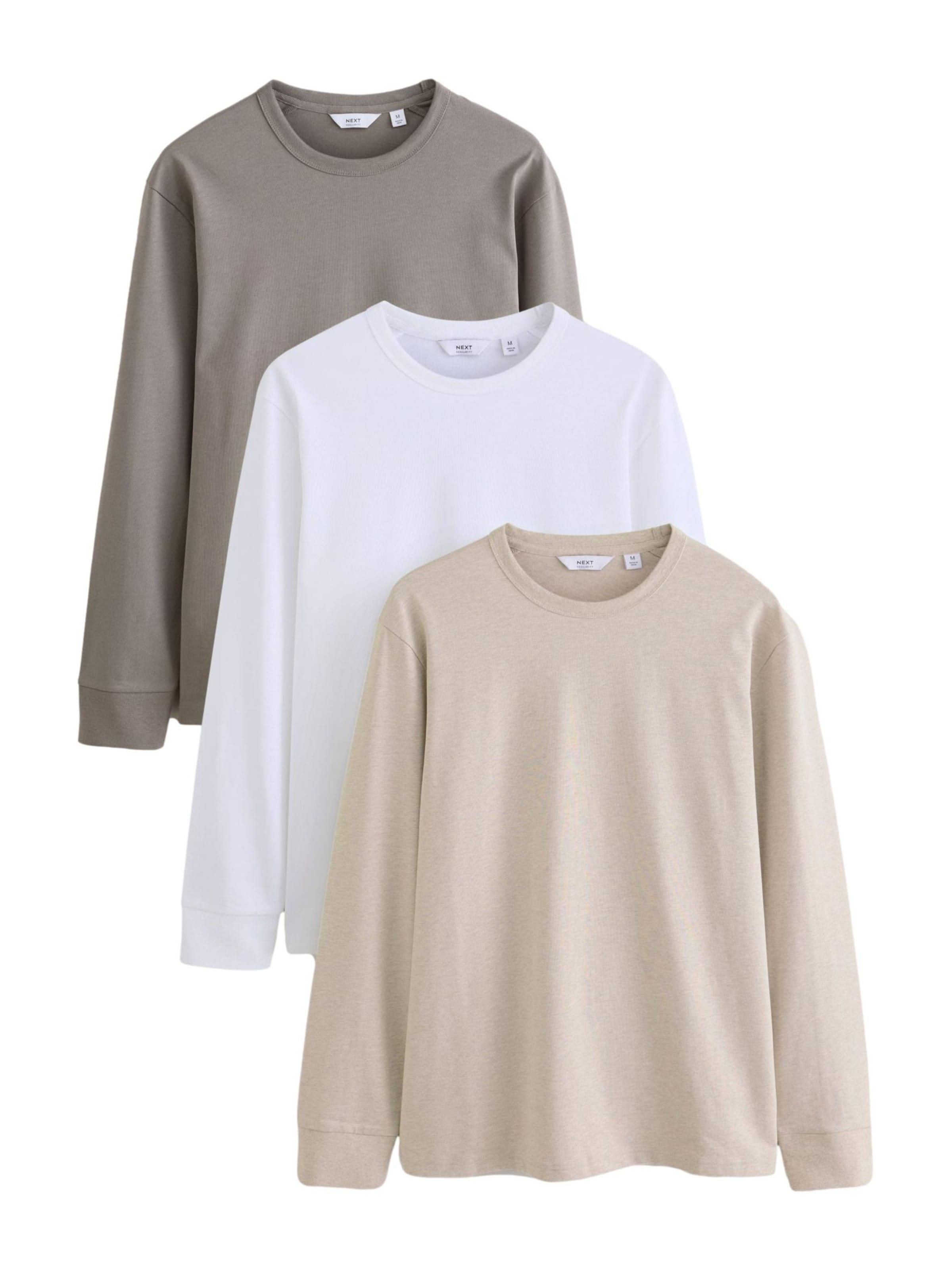 Next Shirt in S in de kleur Beige / Wit, Productweergave