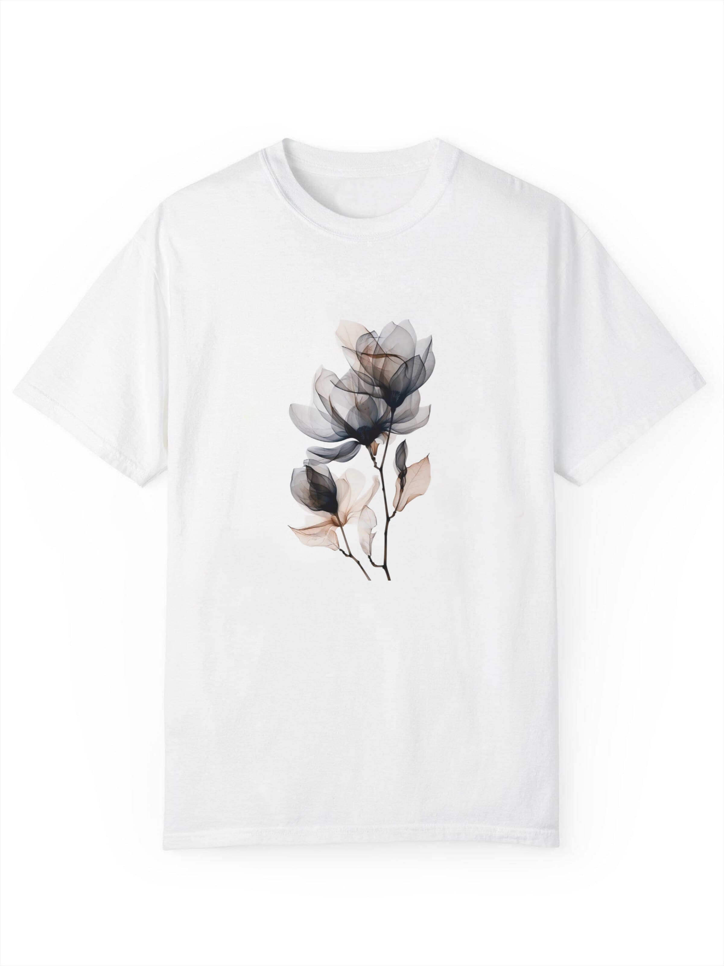 GORHEY Shirt 'Women's Summer Short-Sleeve Shirt with Flowers Print Tees' in White: front