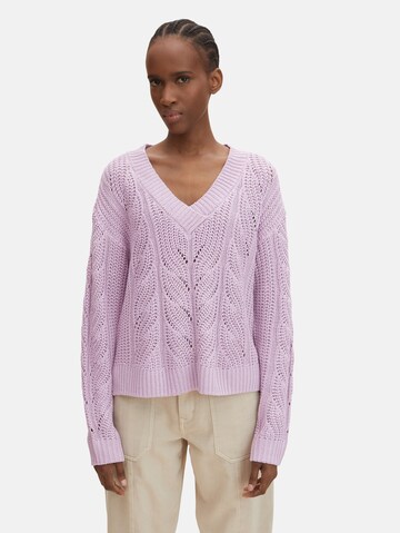 Pull-over TOM TAILOR DENIM en violet : devant