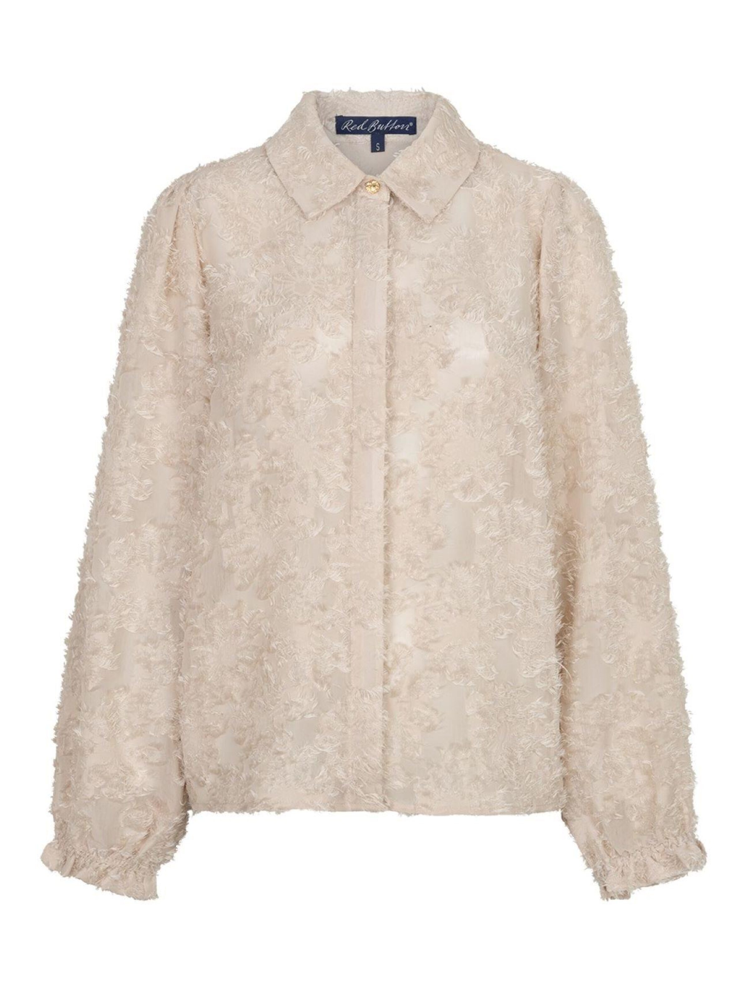 Red Button Blouse in S in de kleur Offwhite, Productweergave
