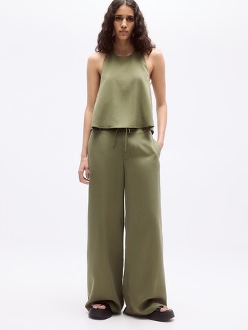 Pull&Bear Wide Leg Hose in Grün