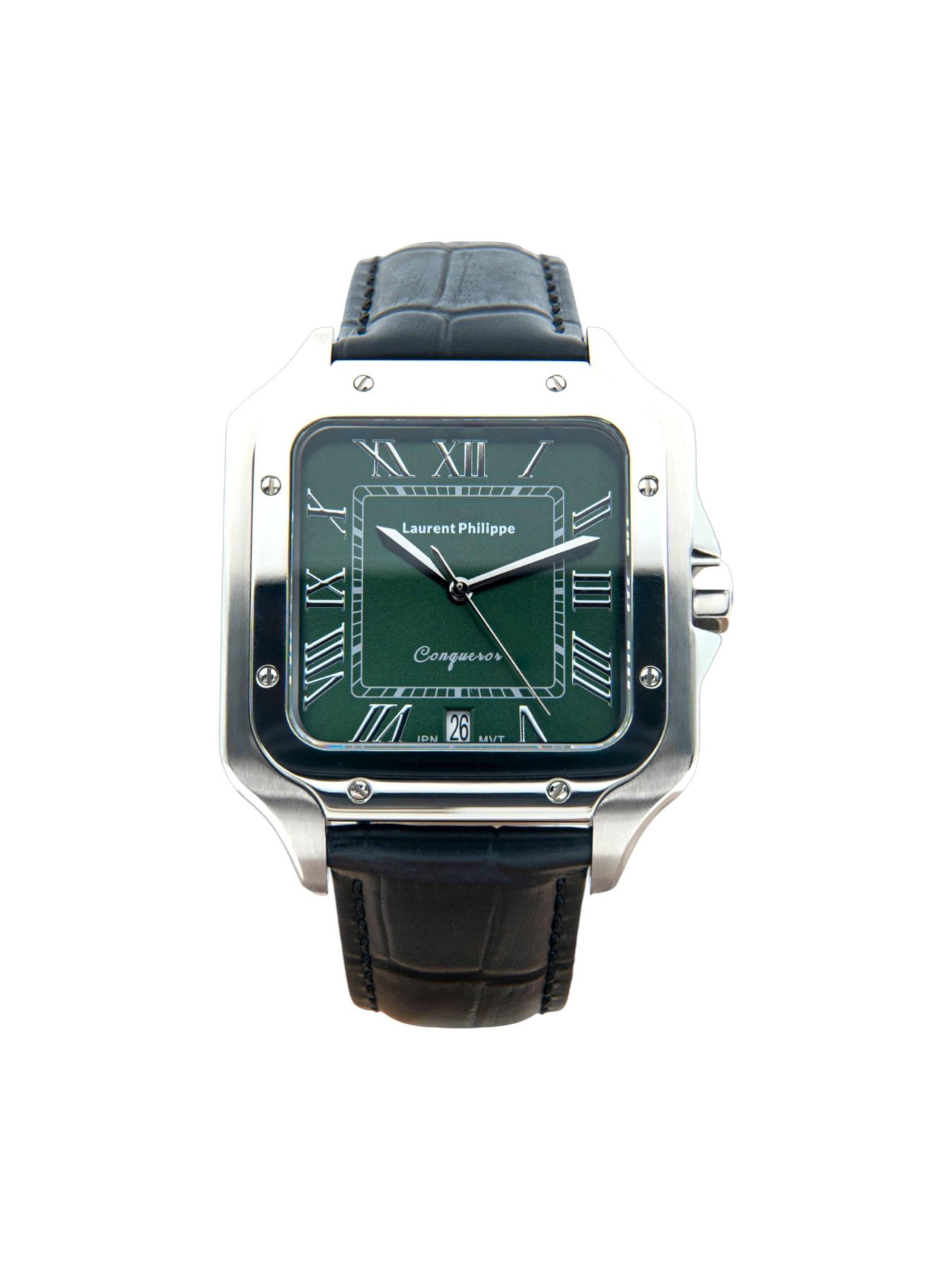 Laurent Philippe - Reloj analógico 'Conqueror Emerald – Phantom' en negro: frente
