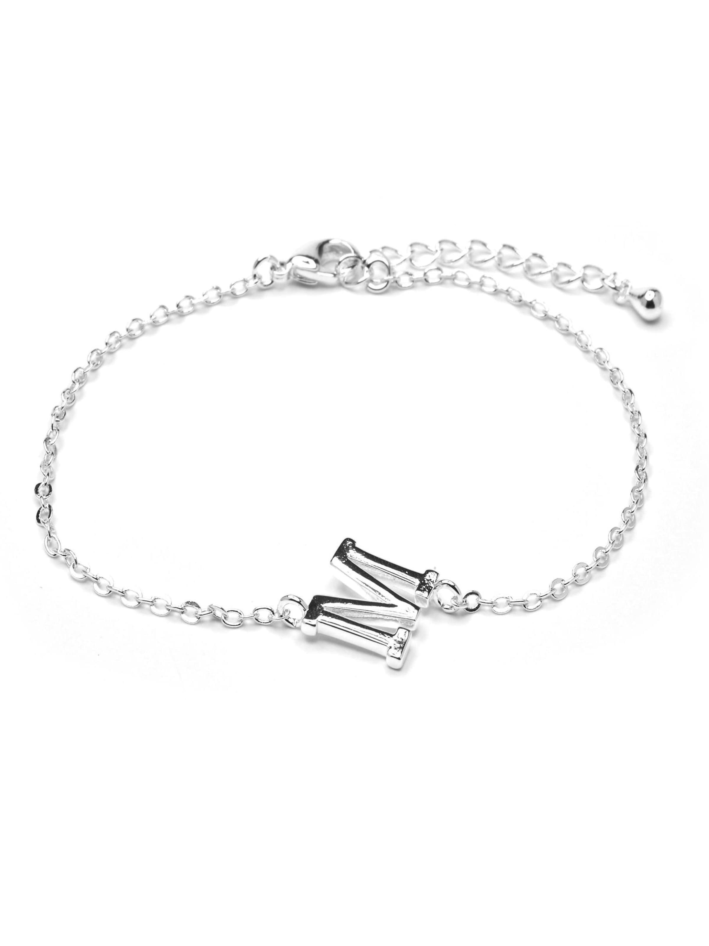 Luxenter Armbånd 'Alphabet M' i 19 cm i sølv, Produktvisning