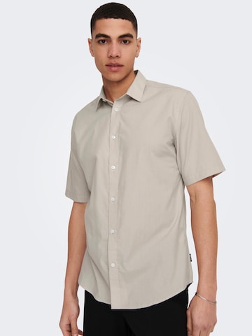 Only & Sons Regular fit Button Up Shirt 'Sane' in Grey: front