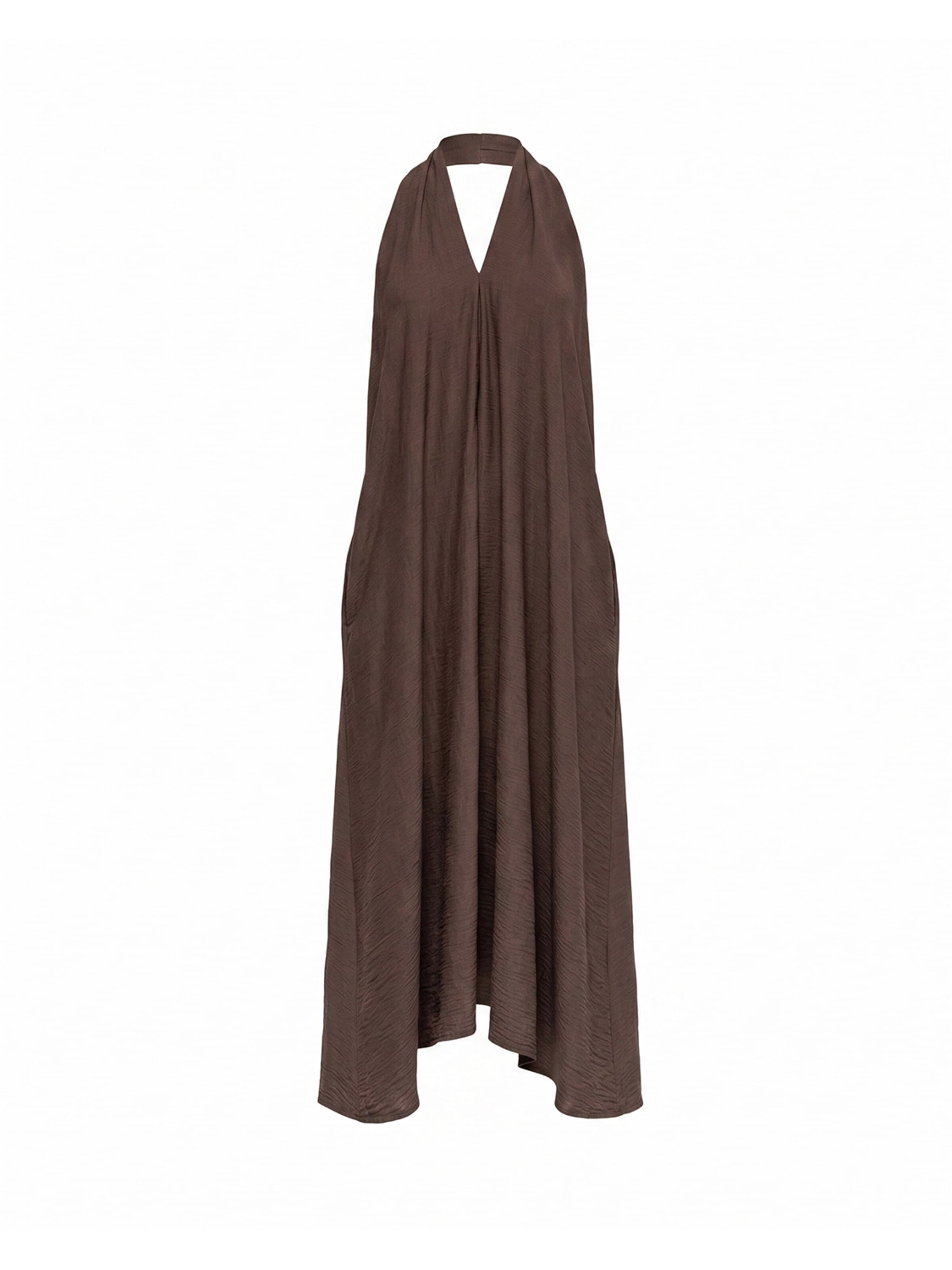 Tantra Dress 'vestido amplio midi con cuello halter (Brown)' in Brown: front