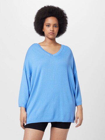 Fransa Curve - Pullover 'Blume' em azul: frente