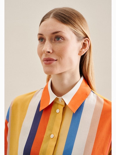 SEIDENSTICKER Bluse 'Schwarze Rose' in blau / helllila / orange / weiß, Produktansicht