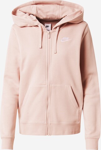 Nike Sportswear Zip-Up Hoodie 'Club Fleece' in Pink: front