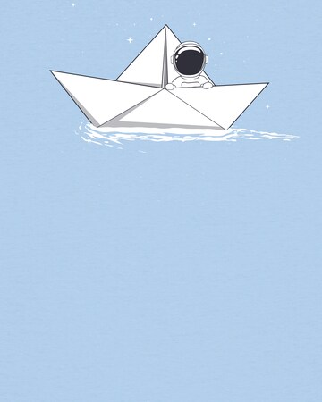 T-shirt 'Astronaut in paper boat' Watapparel en bleu