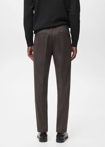 MANGO MAN Slim fit Pleat-Front Pants 'Murlo' in Brown