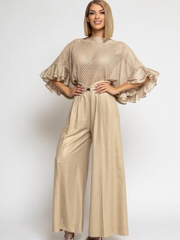 JIORO Wide leg Pants 'ESSENTIALS' in Beige