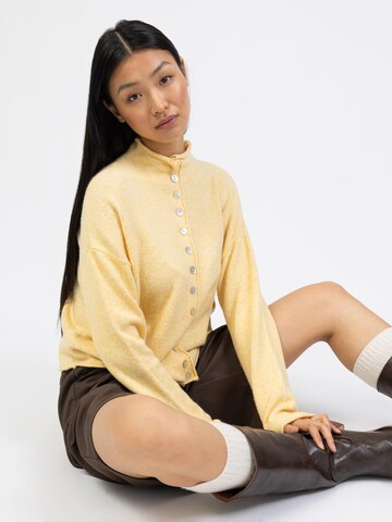 BROKE + SCHÖN Knit Cardigan 'Strickjacke mit Stehkragen' in Yellow
