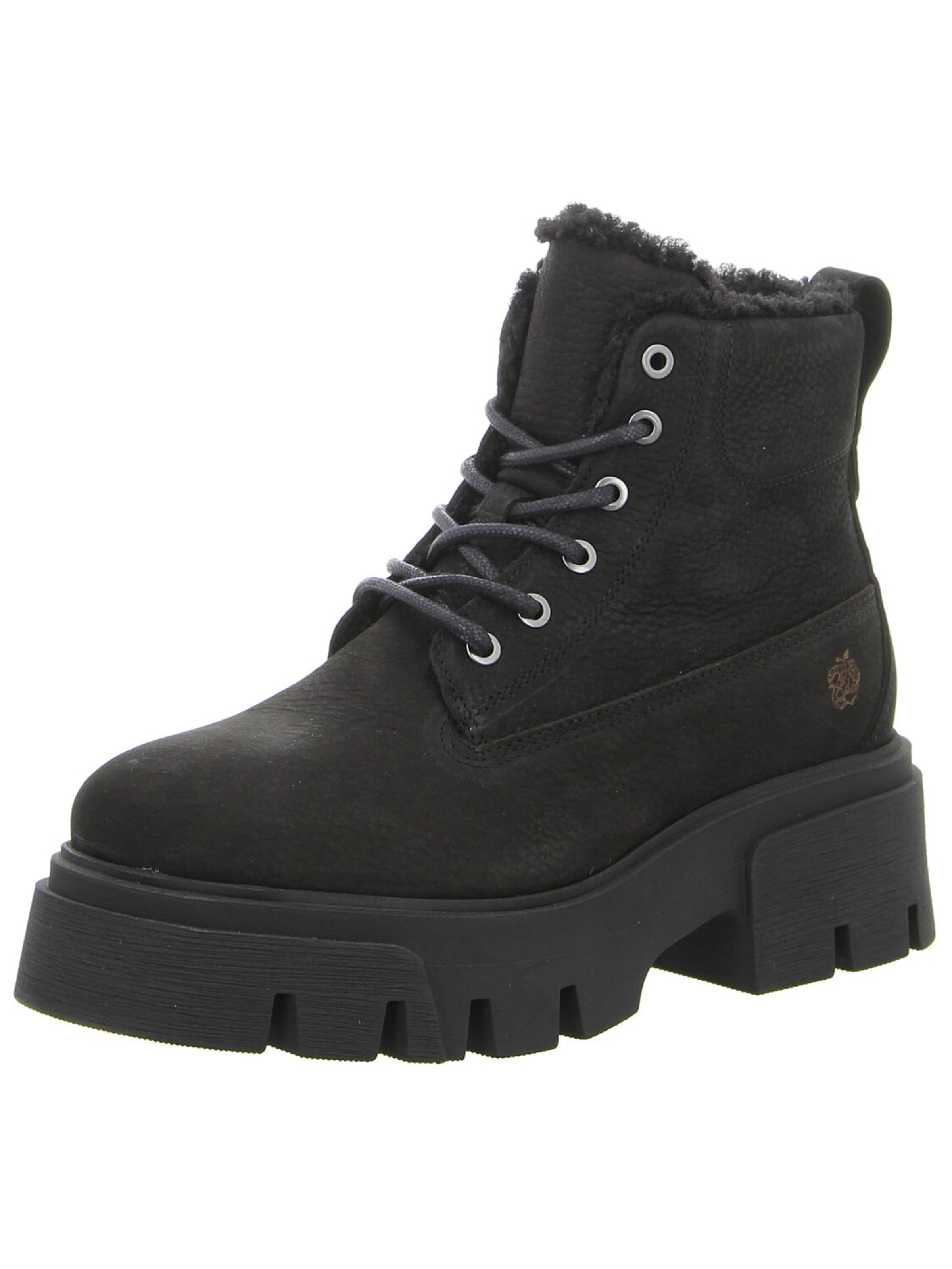 Apple of Eden Lace-Up Boots in Black: front