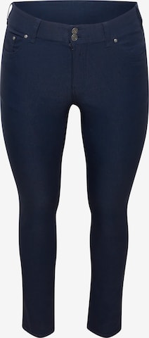 Fransa Curve Slimfit Broek in Blauw: voorkant