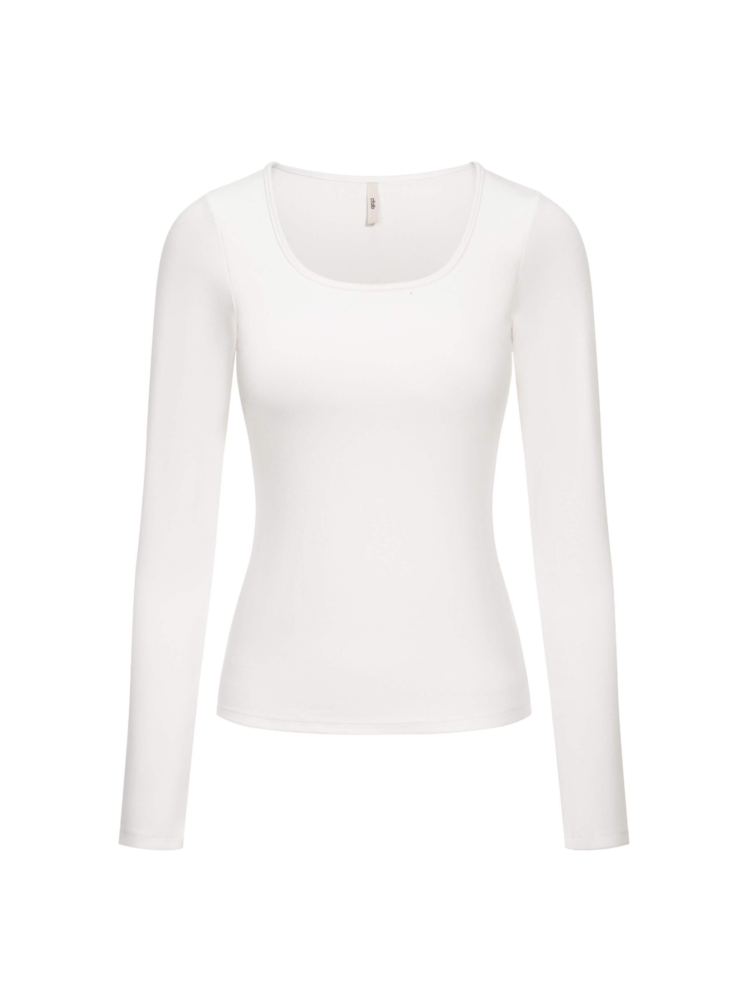 cfab (formerly creamy fabrics) Top 'Cotton Long Sleeve mit integriertem Wireless Bra' in Wit: voorkant