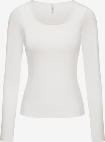 cfab (formerly creamy fabrics) Top 'Cotton Long Sleeve mit integriertem Wireless Bra' in Wit: voorkant