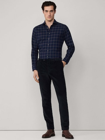 Hackett London Slim Fit Hemd 'Tattersall' in Blau