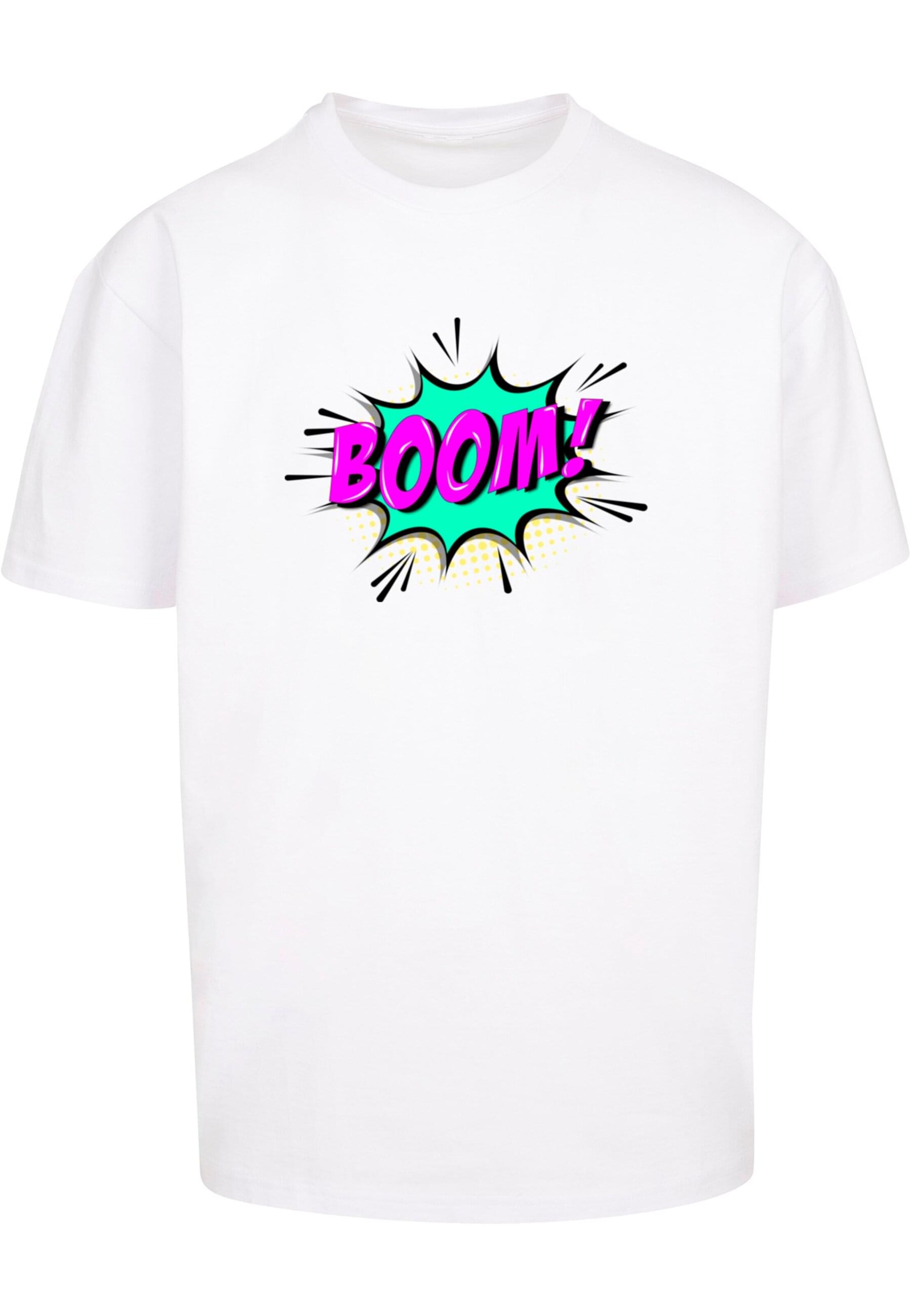 Merchcode Shirt 'BOOM Comic' in Wit: voorkant