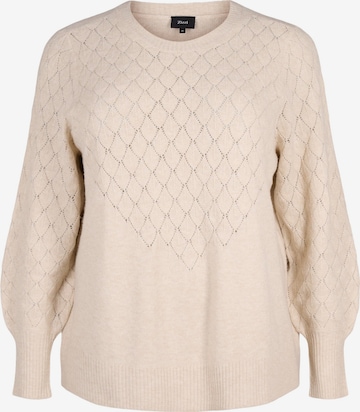 Zizzi Pullover 'CASUNNY' i beige: forside