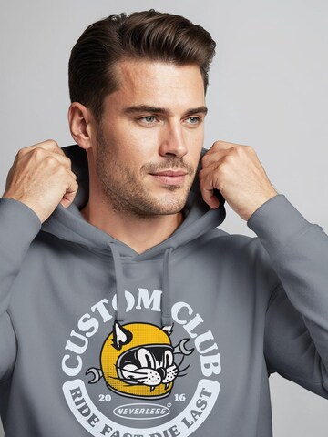 Neverless Sweatshirt 'Racing Cat' in Grey
