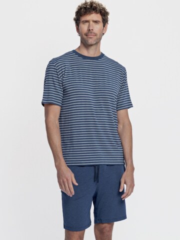 zd ZERO DEFECTS Pyjama kort 'Kouros navy' in Blauw