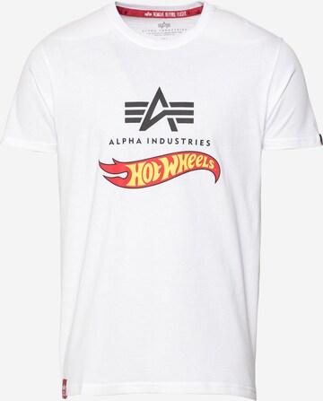 ALPHA INDUSTRIES T-Shirt 'Hot Wheels' in Weiß: predná strana