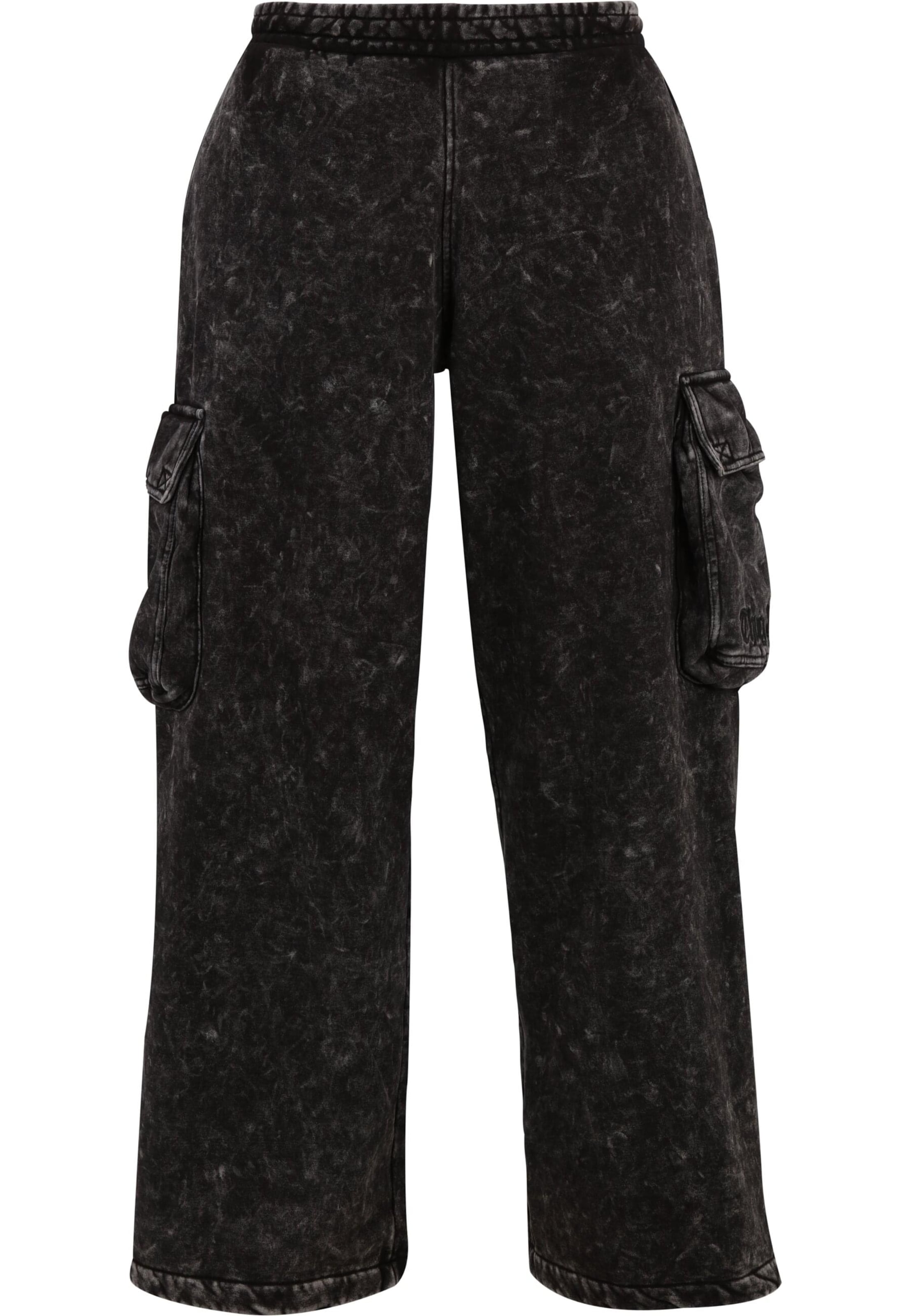 Loosefit Pantaloni cargo di Thug Life in nero: frontale