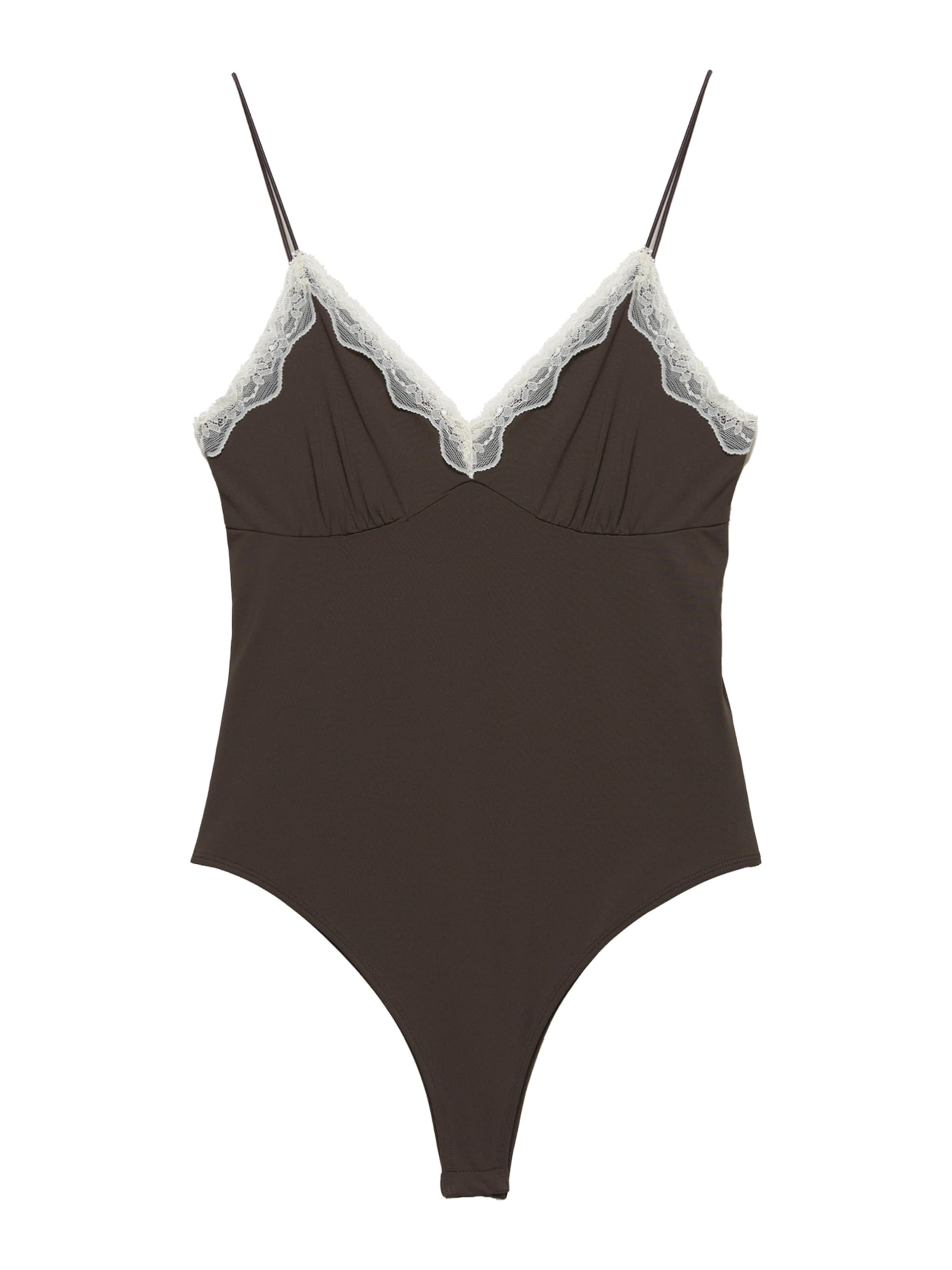 Pull&Bear Блуза боди в кафяво: отпред