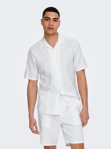 Only & Sons Slim fit Button Up Shirt 'Caiden' in White: front