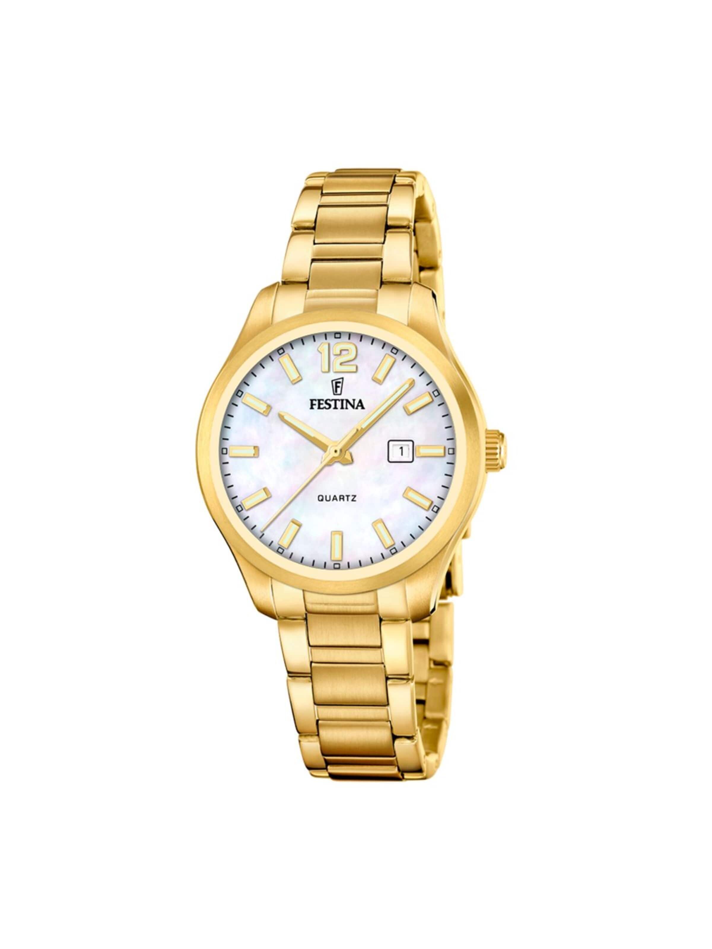 FESTINA Analog watch 'Acero Clasico' in Beige: front