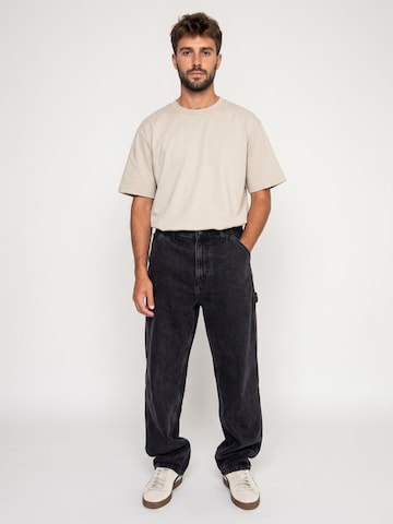 Carhartt WIP Baggy Jeans 'SINGLE KNEE PANT BLACK STONE WASHED' in Black: front