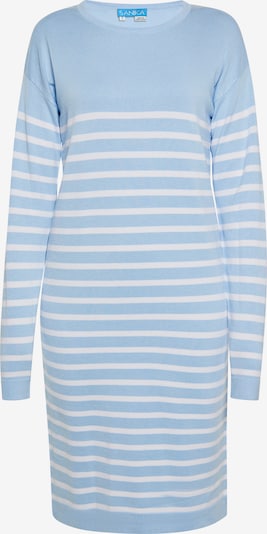 SANIKA Adīta kleita, krāsa - debeszils / balts, Preces skats