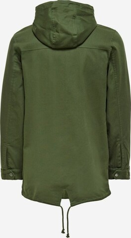 Only & Sons Átmeneti parka 'Alex' - zöld